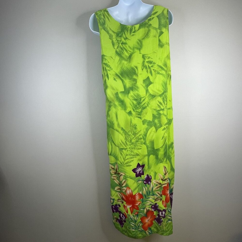 Vintage Jane Ashley Tropical Floral Maxi Dress 2X Vacation Cruise Travel Beach - Picture 7 of 9